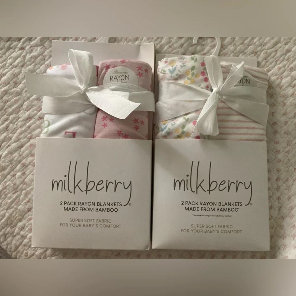 Milkberry Baby Blanket Set - Pink and Multicolor & baby onesie - Picture 2 of 7